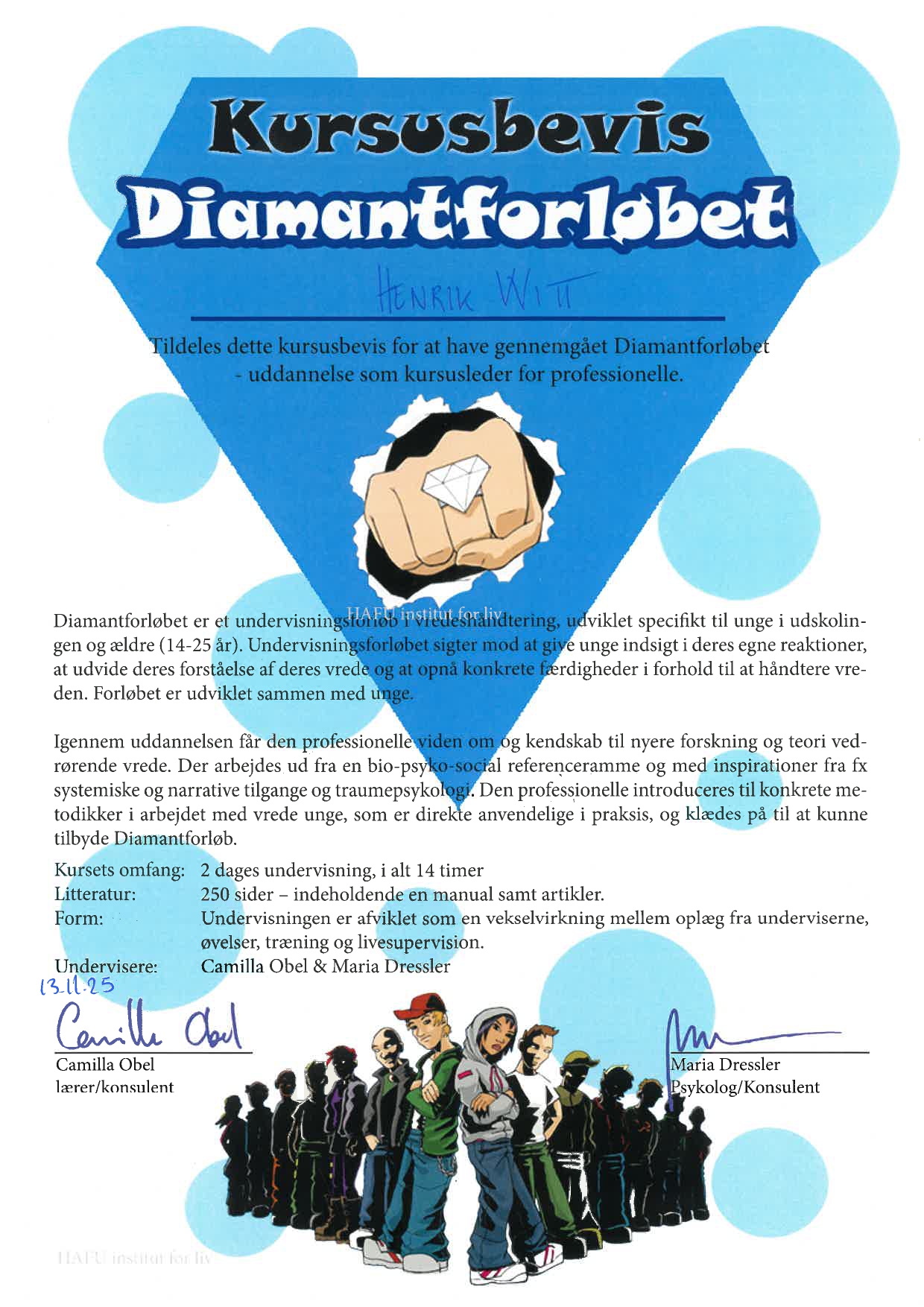 Henrik Witt er certificeret kursusleder for Diamantforløbet, uddannet af HAFU Institut for Liv.